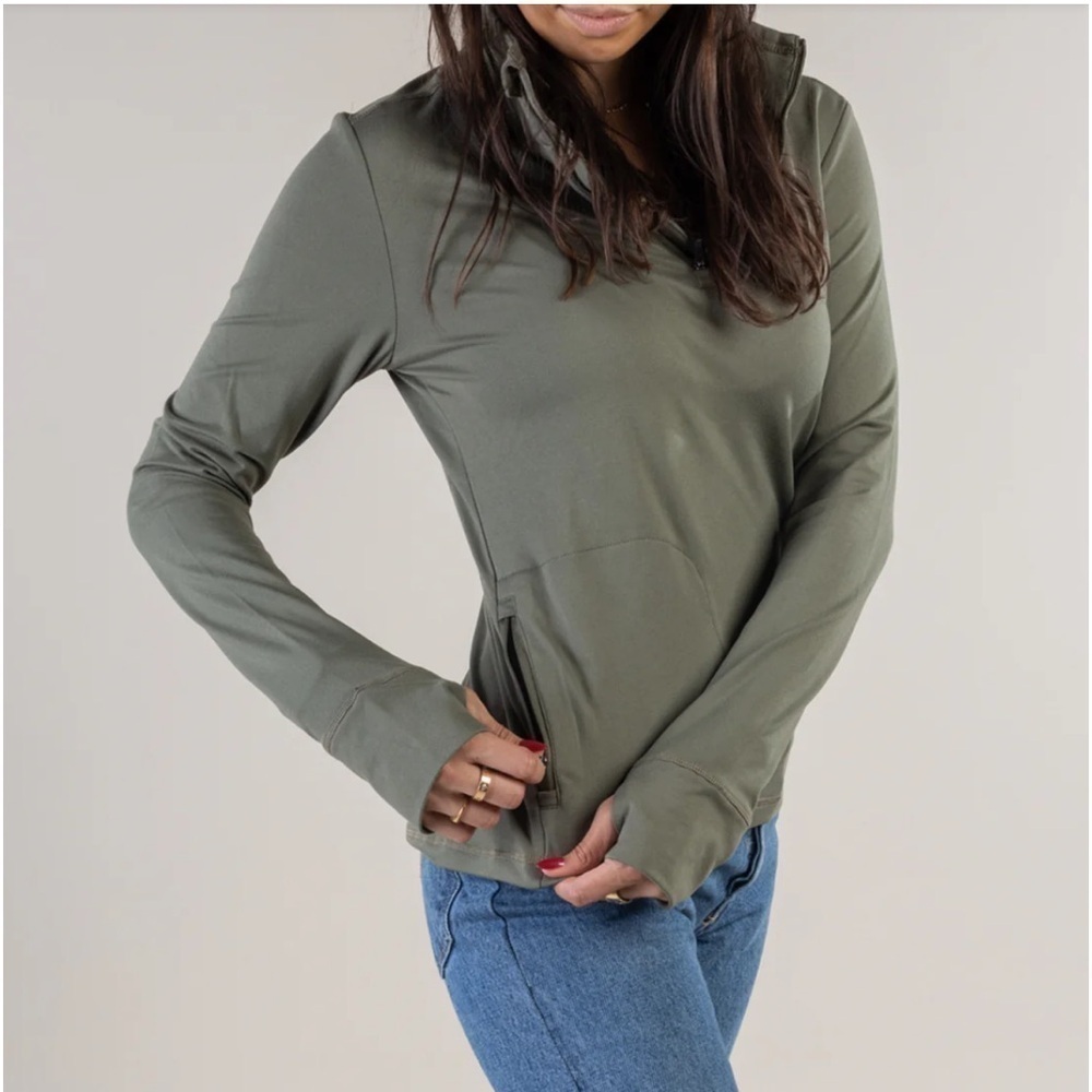 FEAT Dark Sage Womens BlanketBlend Move 1/4 Zip Athletic Pullover Size XS